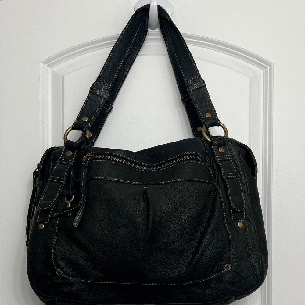 Fossil Large Black Soft Genuine Leather Shoulder Bag